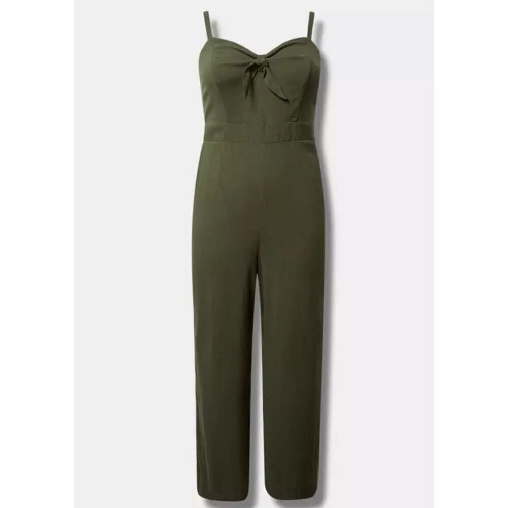 ✨Torrid Olive Green Sleeveless Crop Sz 00 Jumpsuit✨ - Picture 4 of 9